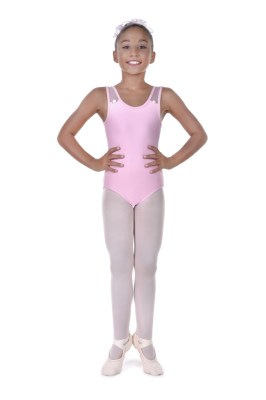 Girls tank leotard with mesh low back